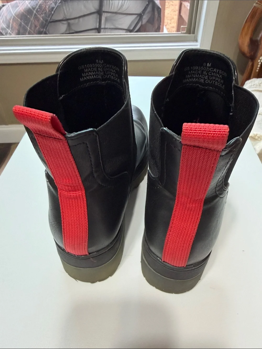 MIA Black CAYSON Chelsea Platform Ankle Boots with Red Pull Tabs
